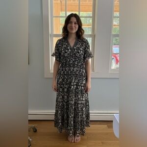 Max Studio Women's Plus Smocked Black White Floral Tiered Maxi Dress SZ 3X NWT